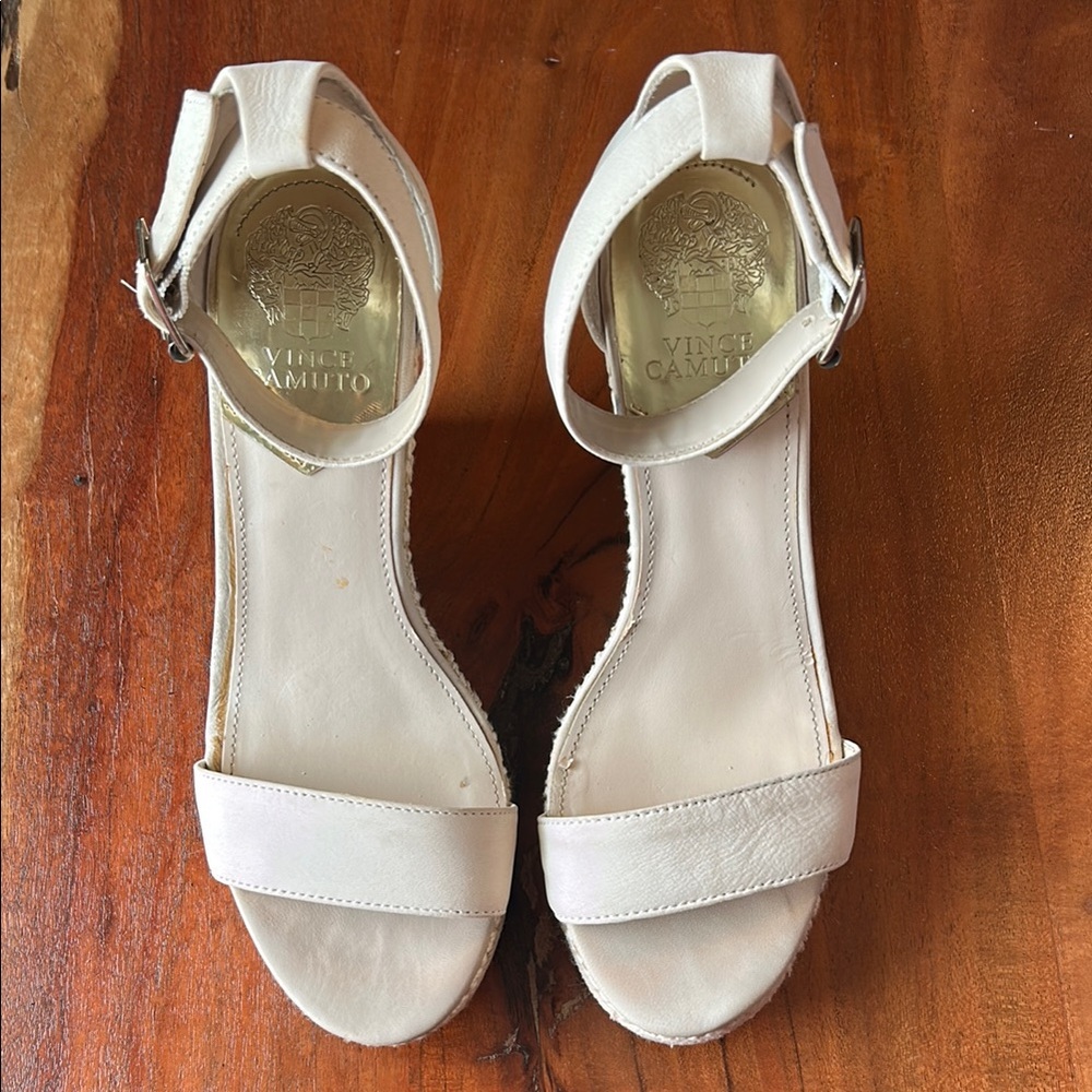 Vince Camuto White Heels with Ankle Straps